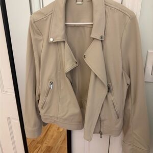 T Tahari Tan Jacket Asymmetrical Moto Design